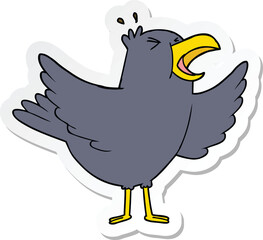 sticker of a cartoon squawking bird