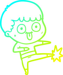 cold gradient line drawing cartoon man staring