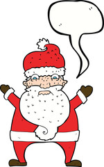 cartoon stressed out santa with speech bubble