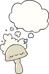 cartoon mushroom with spoor cloud and thought bubble