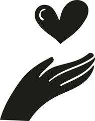 Obraz premium Hand with heart hand draw solid style