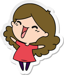 sticker cartoon of cute kawaii girl