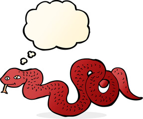 Obraz premium cartoon snake with thought bubble
