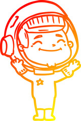 warm gradient line drawing happy cartoon astronaut