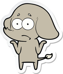 sticker of a cartoon unsure elephant
