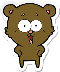 sticker of a laughing teddy  bear cartoon