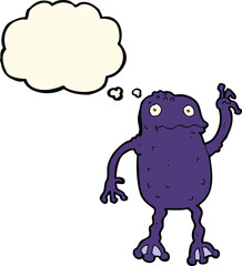 Naklejka premium cartoon poisonous frog with thought bubble