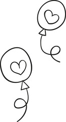 Love heart balloon hand draw outline style