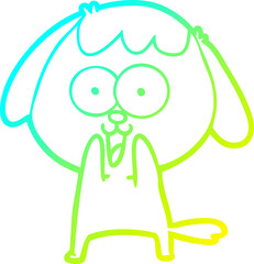 cold gradient line drawing cute cartoon dog