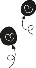 Love heart balloon hand draw solid style