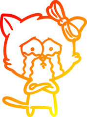 warm gradient line drawing cartoon cat