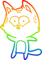 rainbow gradient line drawing cartoon cat