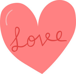 Love word in heart hand draw flat style
