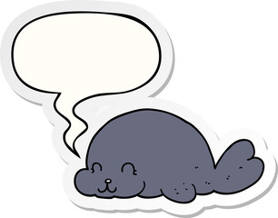 cute cartoon seal and speech bubble sticker