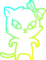 cold gradient line drawing cartoon cat