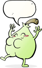 a nice pear cartoon with speech bubble