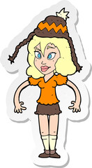 sticker of a cartoon woman wearing hat