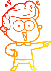 warm gradient line drawing cartoon excited man