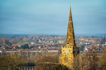 Northampton town cityscape over blue sky in england uk