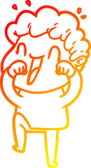 warm gradient line drawing cartoon happy man