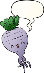 cartoon turnip and speech bubble in smooth gradient style