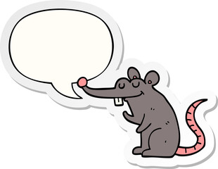 cartoon rat and speech bubble sticker