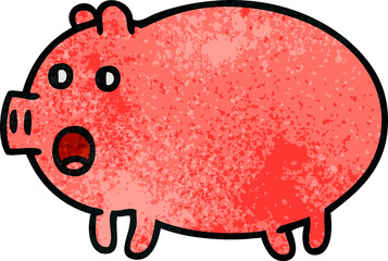 retro grunge texture cartoon pig