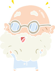 cute flat color style cartoon surprised old man
