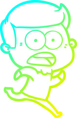 cold gradient line drawing cartoon shocked man
