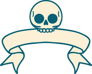 tattoo with banner of a skull
