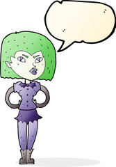 cartoon vampire girl with speech bubble