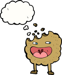 cookie cartoon character with thought bubble