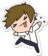 sticker cartoon of a kawaii cute boy
