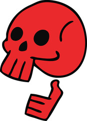 quirky hand drawn cartoon skull