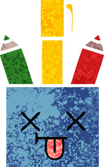 retro illustration style cartoon pencil pot