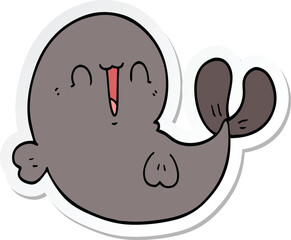 sticker of a cute cartoon whale