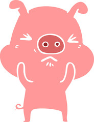 Obraz premium flat color style cartoon angry pig