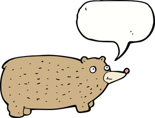 funny cartoon bear with speech bubble