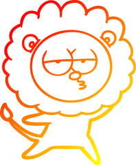 warm gradient line drawing cartoon bored lion