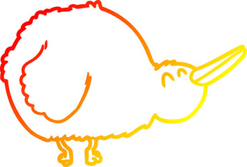 warm gradient line drawing cartoon kiwi bird