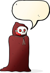 cartoon spooky halloween costume with speech bubble