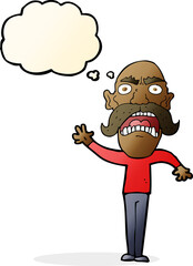 cartoon angry old man with thought bubble