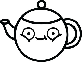 line drawing cartoon teapot