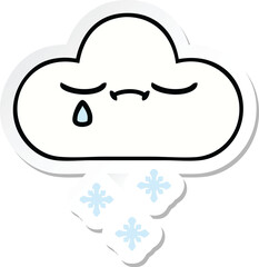 sticker of a cute cartoon snow cloud