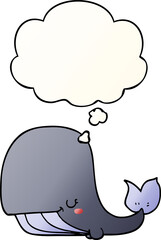 cartoon whale and thought bubble in smooth gradient style