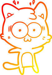 Obraz premium warm gradient line drawing cartoon surprised cat