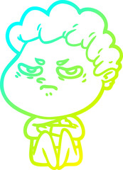 cold gradient line drawing cartoon angry man