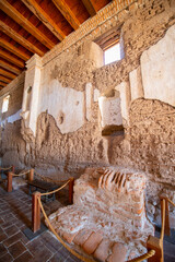 Interior of Mission San Jose de Tumacacori ruin. The mission with Spanish Colonial style was built in 1691 in Tumacacori National Historical Park in Santa Cruz County, Arizona AZ, USA. 