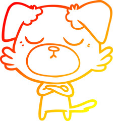 warm gradient line drawing cute cartoon dog
