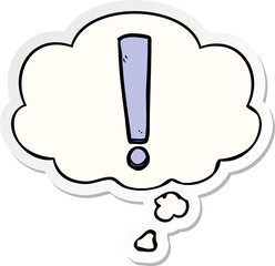 cartoon exclamation mark and thought bubble as a printed sticker